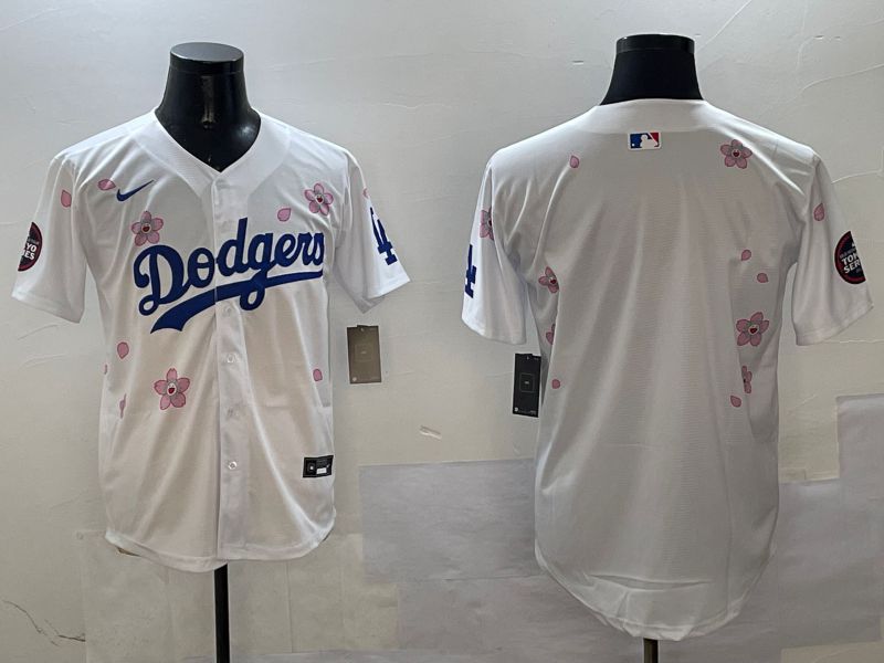 Men Los Angeles Dodgers Blank White Sakura Edition 2025 Nike MLB Jersey style 1->los angeles dodgers->MLB Jersey